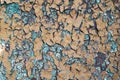 Pattern and texture of old dried paint on rusty metal surface Royalty Free Stock Photo