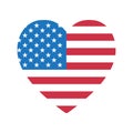 4th of July Happy Independence Day symbol icon HEART Patriotic American flag, stars isolated vector sign Royalty Free Stock Photo