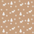 Pattern on the theme of new year or christmas with the image of snowflakes, christmas tree, deer Royalty Free Stock Photo
