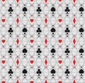 Pattern of thin lines and symbols of playing cards.