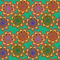 Pattern Tile with vibrant colour flowers Royalty Free Stock Photo