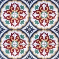 Ethnic Decorative seamless pattern of colorful tiles with ornaments Royalty Free Stock Photo