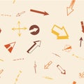 Pattern with topographic arrow and compas icons.Vector streamless pattern