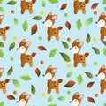 Pattern with toy baby deer