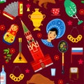 Pattern with traditional Russian attributes Royalty Free Stock Photo
