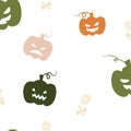 Pattern On a transparent background. Cute Jack O Lantern pumpkin for Halloween Royalty Free Stock Photo