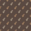 Pattern tree branches on brown background. Twig tree seamless pattern. Bare branches on beige pattern background.