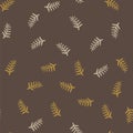 Pattern tree branches on brown background. Twig tree seamless pattern. Bare branches on brown pattern background.