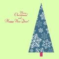 Pattern with a tree of snowflakes with text Happy New Year Winter background for New Year and Christmas Pattern for greeting card Royalty Free Stock Photo