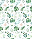 Watercolor tropical seamless pattern.