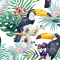 Pattern, tropical, watercolor