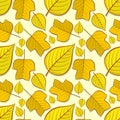 Pattern with tulip poplar and linden leaves.