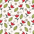 A pattern of tulips on a beige background