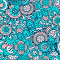 Pattern of turquoise and pink simple flowers