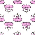 A pattern from a tutu on a hanger. a hand-drawn pink ballerina dress on a hanger, often placed on white for a template Royalty Free Stock Photo