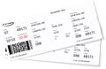 Pattern of two airline boarding pass tickets for traveling by plane. Royalty Free Stock Photo