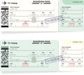 Green airline boarding pass tickets for traveling Royalty Free Stock Photo