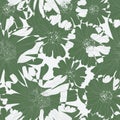 Creative monochrome dahlia flower pattern. Floral design in sketch style.