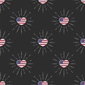 Pattern with USA flag hearts Royalty Free Stock Photo