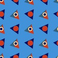 Pattern for use in textile or packaging design abstract blue-red triangles