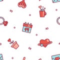 Pattern for Valentine day. Love, heart, flower, planet. Seamless pattern. Vector Royalty Free Stock Photo