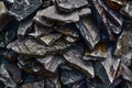 The pattern of the variegated sandstones. Layers of toned colored mica stones. Rock Landslide. Shiny silicate mineral, storage spa Royalty Free Stock Photo