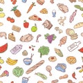 Pattern of the various foodstuff Royalty Free Stock Photo