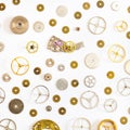 Pattern from various old watch spare parts Royalty Free Stock Photo