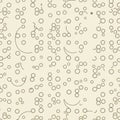 Pattern with various sized circles and curved lines on a beige background. The circles Royalty Free Stock Photo
