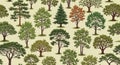 Pattern of Various Tree Illustrations on a Light Background (72) stock Royalty Free Stock Photo
