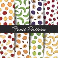 Set of vector patterns on the fruits theme. Royalty Free Stock Photo