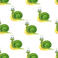 Pattern Vector illustration. Funny smiling cartoony snail