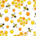 Pattern vector illustration. Bee, wasp, honey in flat style.