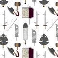 Pattern with Vector illustration of a dagger, sword. All elements are isolated