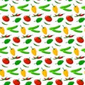 Pattern with vegetables - cucumbers, tomatoes, sweet peppers.