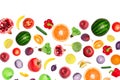 Vegetables and fruits Food pattern background Top view isolated Royalty Free Stock Photo