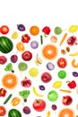 Vegetables and fruits Food pattern background Top view isolated Royalty Free Stock Photo