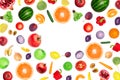 Vegetables and fruits Food pattern background Top view isolated Royalty Free Stock Photo