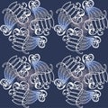 Pattern vignette round of curl retro blue