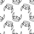 A pattern of a Viking helmet with horns. Seamless pattern of Vintage Scandinavian doodle style helmet with horns, isolated black Royalty Free Stock Photo