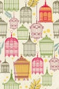 Pattern with vintag birdcages Royalty Free Stock Photo