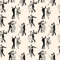 Pattern of the vintage dancing couples