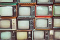 Pattern wall of pile colorful retro television Royalty Free Stock Photo