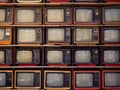 Pattern wall of pile old retro TV bachground