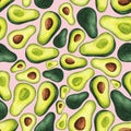 Pattern of watercolor avocado 1 Royalty Free Stock Photo
