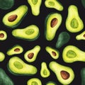 Pattern of watercolor avocado 2 Royalty Free Stock Photo