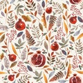 Pattern with watercolor branches