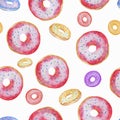 Pattern with watercolor donuts Royalty Free Stock Photo