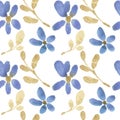 Pattern of watercolor flowers and leaves