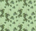 Pattern with watercolor grape leaves